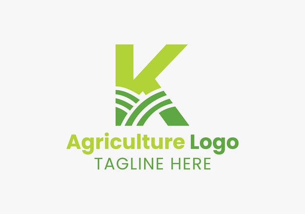 Logo dell'agricoltura della lettera k. logo dell'azienda agricola basato sull'alfabeto