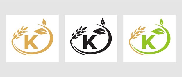 Letter K Agriculture Logo. Agriculture and Farming Logotype