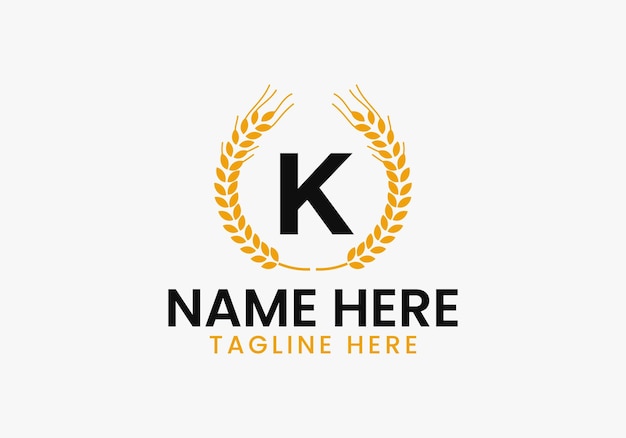 밀 기호로 편지 K 농업 로고 개념