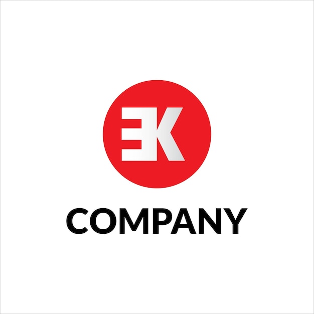 Letter K Alphabet Logo Design Template EK Initial Red White Fast Speed Motion