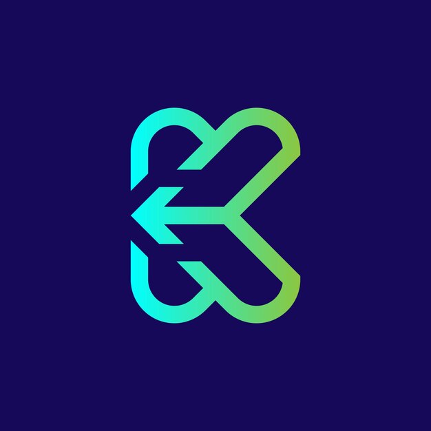 Vector letter k arrow logo design