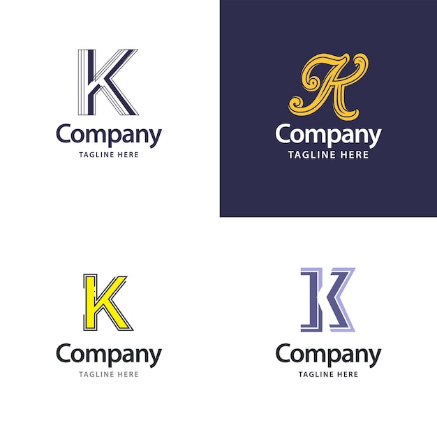 Letter K 빅 로고 팩 디자인 귀하의 비즈니스 벡터 브랜드 이름 일러스트레이션을 위한 크리에이티브 모던 로고 디자인
