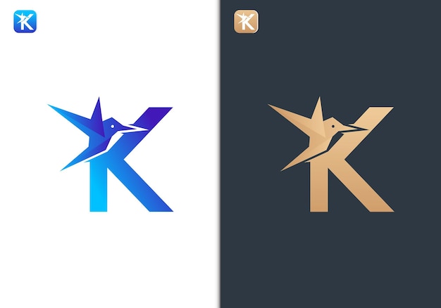 Letter K Bird Logo Design Template for Travel tour freedom and peace business