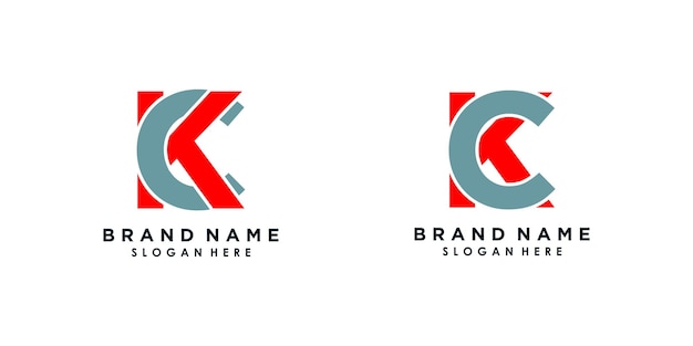 Letter k and c logo design vector with icon shield creative