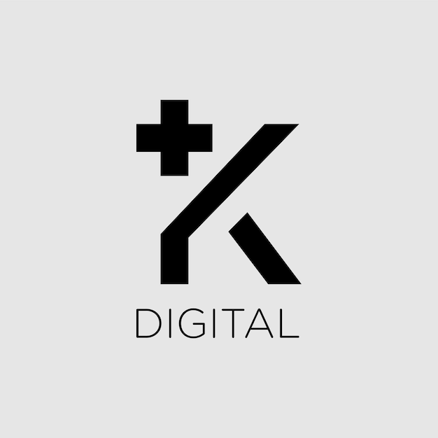 Letter K Cross Medical-logo, kruispictogram met letter K-combinatie