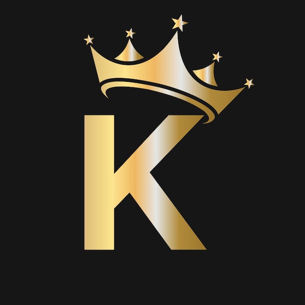 Vector letter k crown logo crown logo on letter k template for beauty fashion star elegant luxury sign