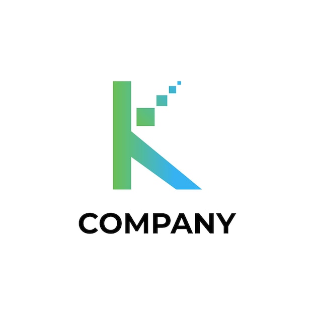 Letter K digitale Pixel Logo ontwerpelement