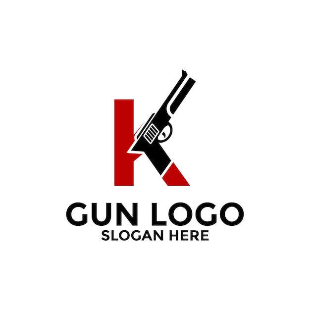 Letter K en Gun logo icoon ontwerp Gun Logo vector sjabloon
