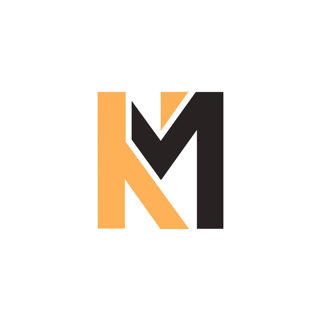 Letter K en letter M-logo op zwarte achtergrond
