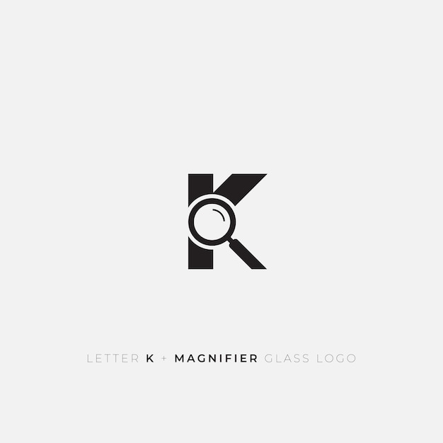 Letter K en Magnifier Glass zoeken logo ontwerp icoon eenvoudig en minimaal