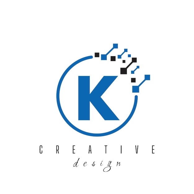 Letter K en Pixels Initial Technology Database Information Digitale internetopslagdienst