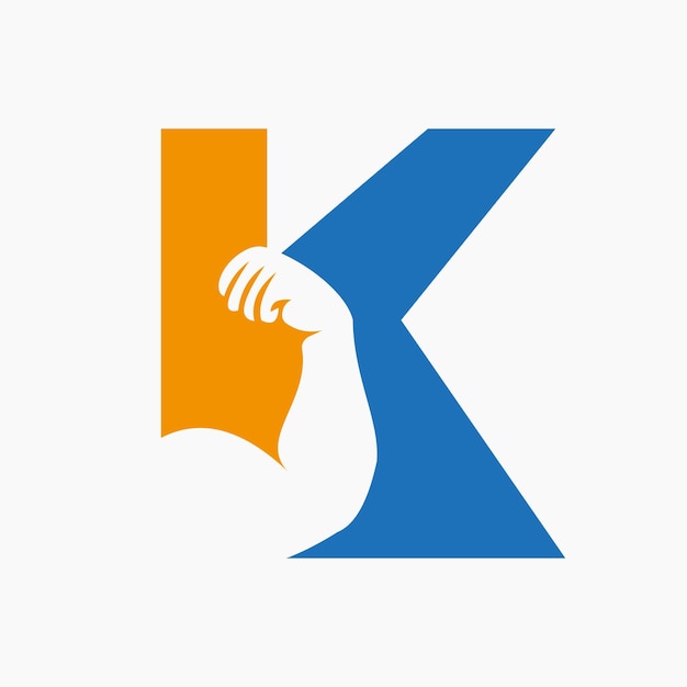 Буква K Fitness Логотип Дизайн Рука Логотип Икона Дизайн Символ тренажерного зала