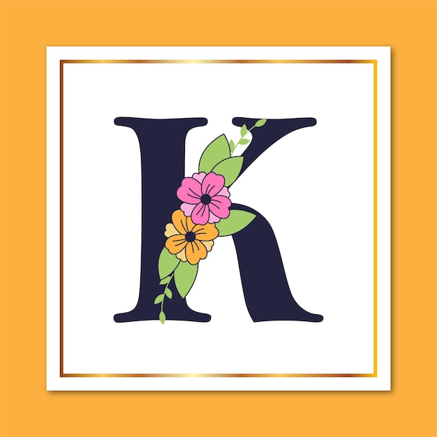 Letter K Floral Elegant Decorative Logo