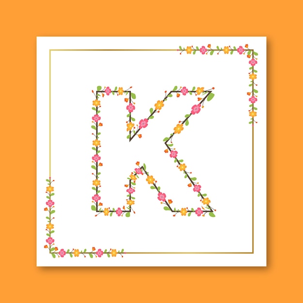 Vector letter k floral wedding decoration design