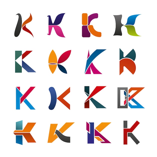 Letter K icon of abstract alphabet font design