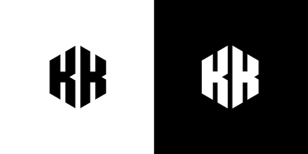 Letter K K Polygon Hexagonal Minimal Logo Design On Black And White Background