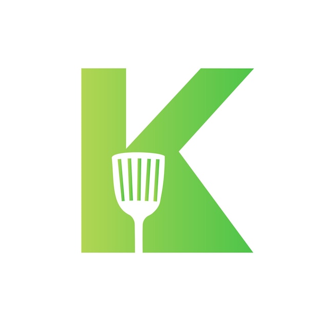 Vector letter k keuken spatel logo keuken logo ontwerp gecombineerd met keuken spatel voor restaurant symbo