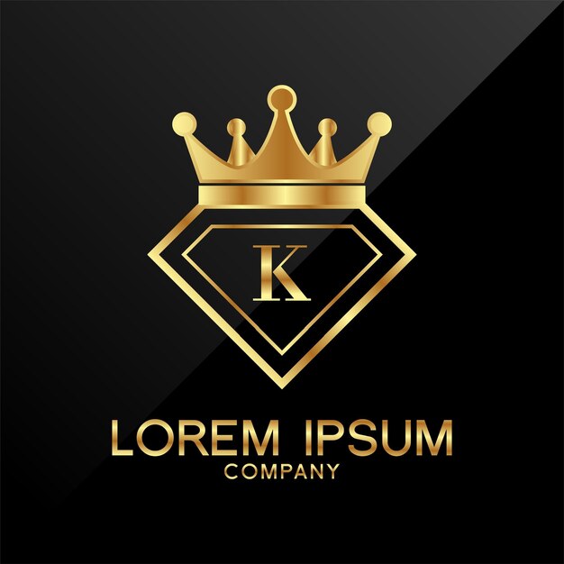 Letter k kroon gouden premium logo-ontwerp