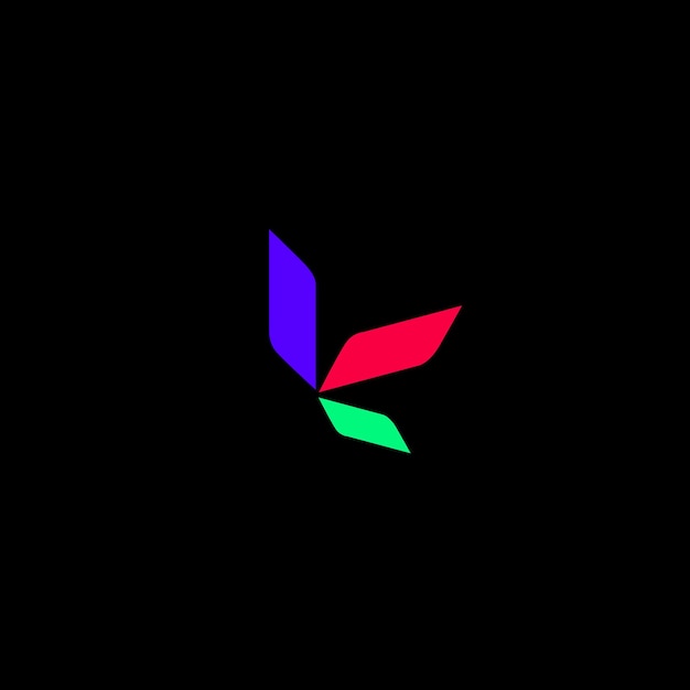 Letter k leaf multicolor with black background