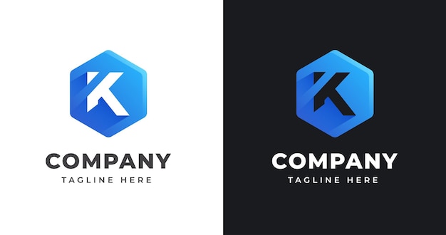 Modello di progettazione del logo della lettera k con stile di forma geometrica