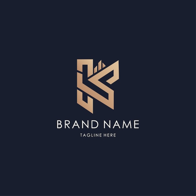 letter K logo design vector alphabetic luxury golden style