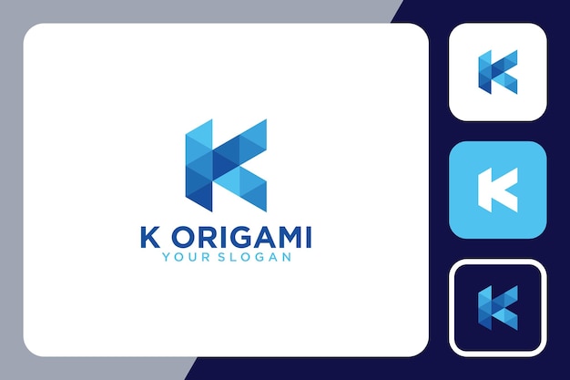 Design del logo della lettera k con ispirazione origami