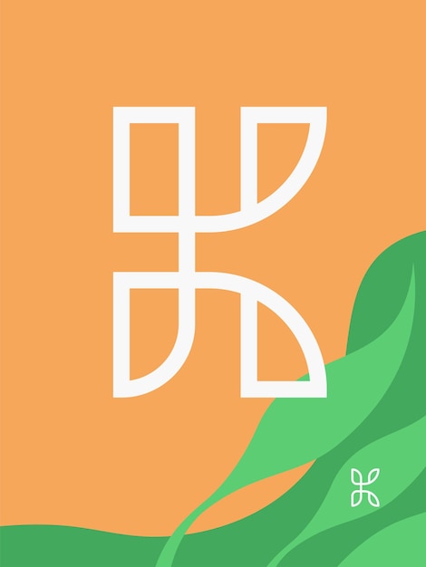 Marchio del logo della lettera k in uno stile monoline semplice e organico, per le tue iniziali, ornamenti, elementi di design
