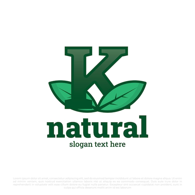 Letter k-logo met bladeren pictogram vector set geïsoleerd op witte achtergrond luxe natuur bladeren logo