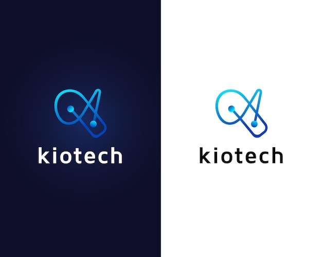 letter k logo ontwerpsjabloon met tech