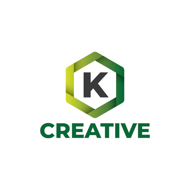 Letter K logo ontwerpsjabloon, zeshoekig logo met kleur voor de kleurovergang, moderne stijl geïsoleerd op een witte achtergrond.