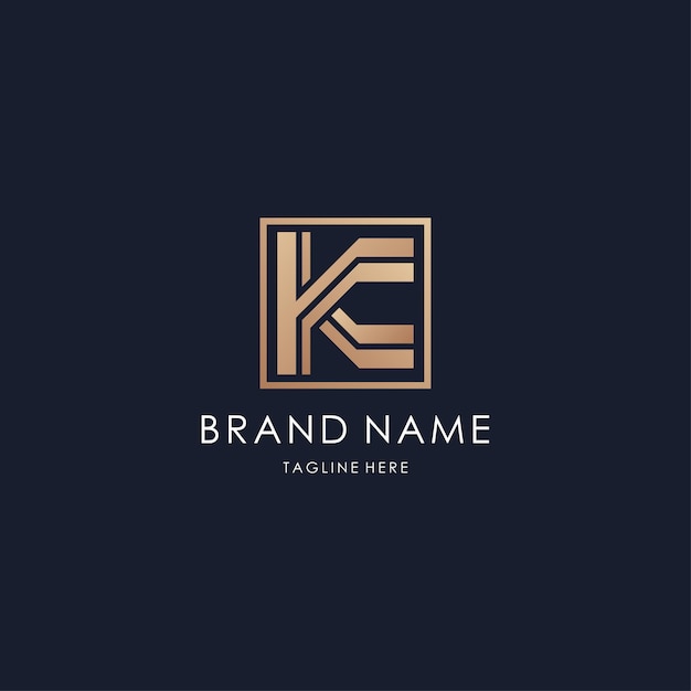 letter K logo simple monogram initial tech creative line design luxury golden style