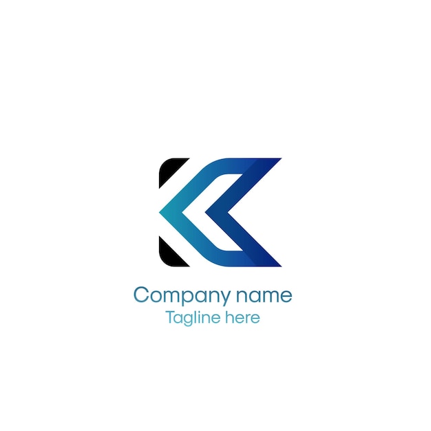 A letter k logo with a blue arrow