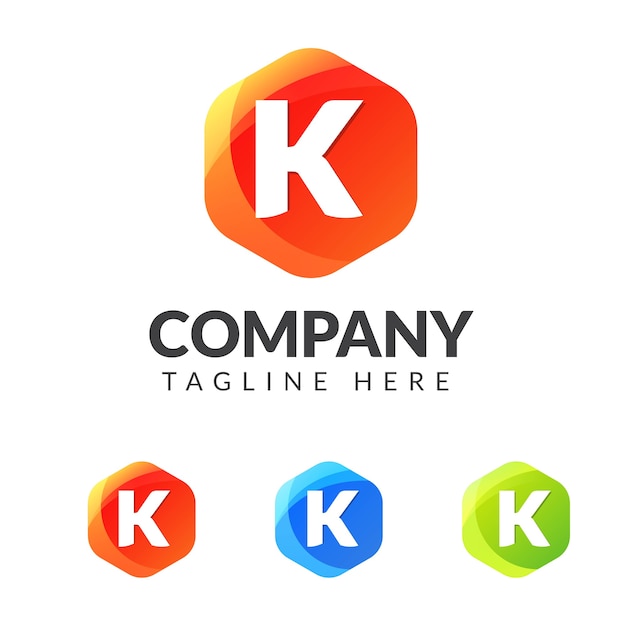 Letter k logo with colorful geometry shape