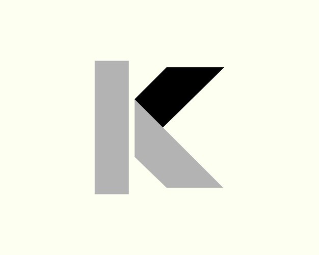 グレーと黒の背景に文字 k のロゴ