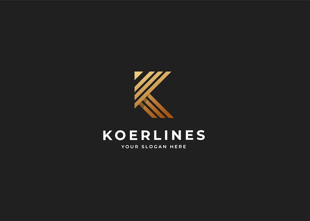Modello di progettazione del logo di lusso della lettera k