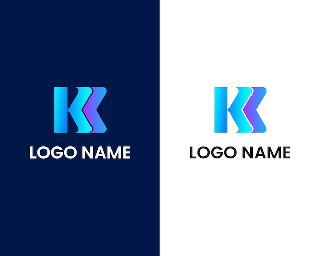 Letter k and m modern logo design template