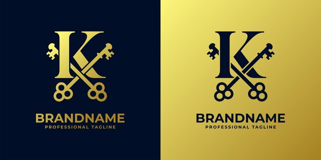 Letter K met Double Key-logo geschikt voor elk bedrijf met betrekking tot sleutel met K-initiaal
