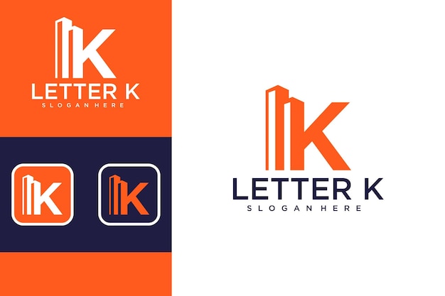 Letter k met gebouwlogo-ontwerp