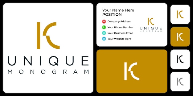 Letter K monogram business logo design with business card template.