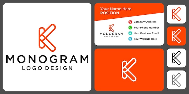 Letter K monogram industry logo design with business card template