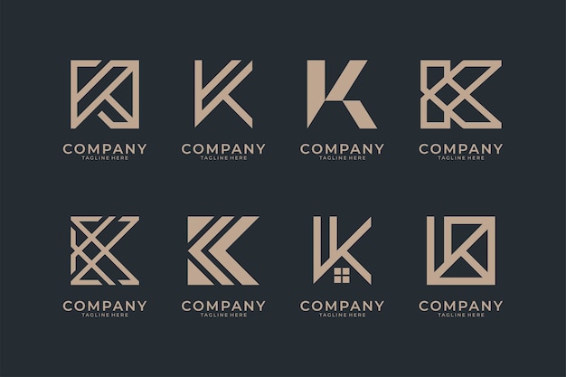 Vettore collezione di design del logo monogramma lettera k.