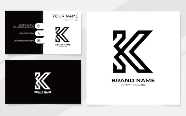 Letter k-monogramlogo met visitekaartjeontwerp Premium Vector