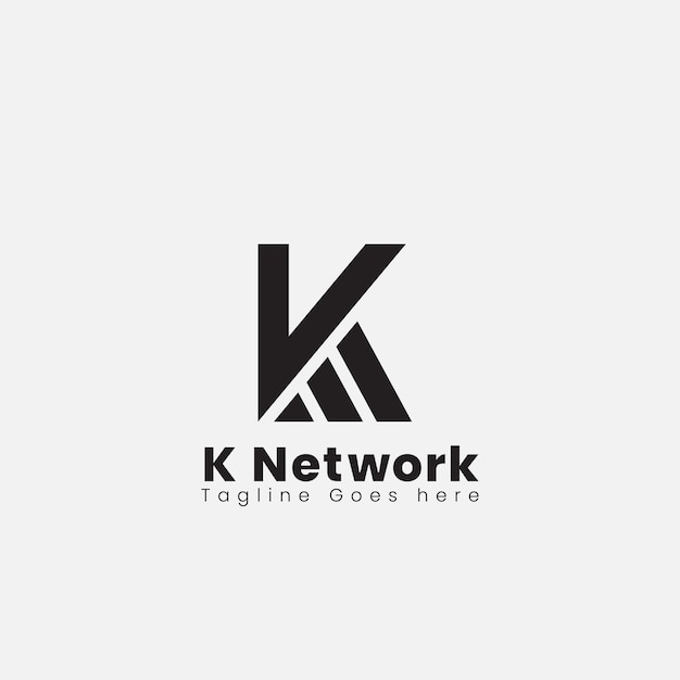 Vector letter k and network signal logo design icon simple and clean