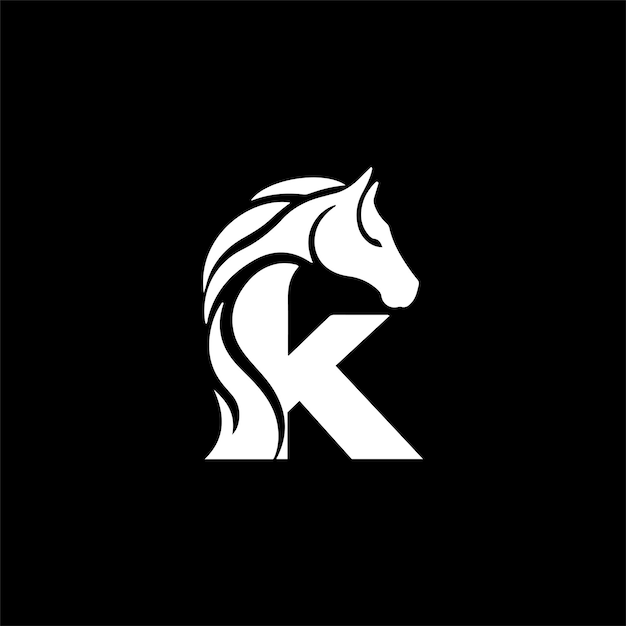 Letter k paard logo en icoonontwerp