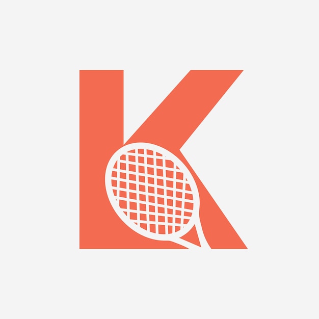 Vector letter k padel tennis logo padel racket logo design beach tafeltennis club symbool