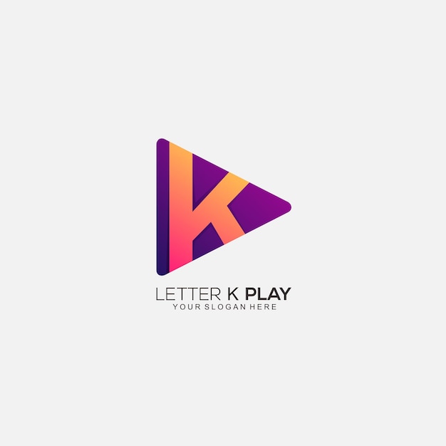 Letter k play design gradiënt kleur symbool