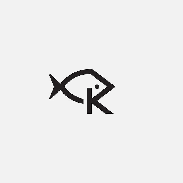 Letter K plus Fish-logo eenvoudig en schoon