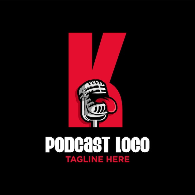 Letter K Podcast Logo Design Template Inspiration, Vector Illustration.
