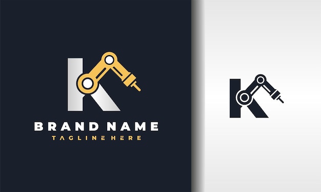 letter K robot arm logo