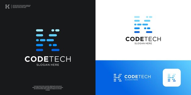 Приложение с иконой логотипа Letter Tech Футуристический программист кода дизайн логотипа